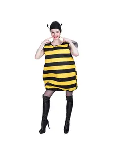 Adult Realistic Bee Costume Set Body Jumpsuit & Headwear, Insect Cosplay Wear for Halloween Animal Theme Party