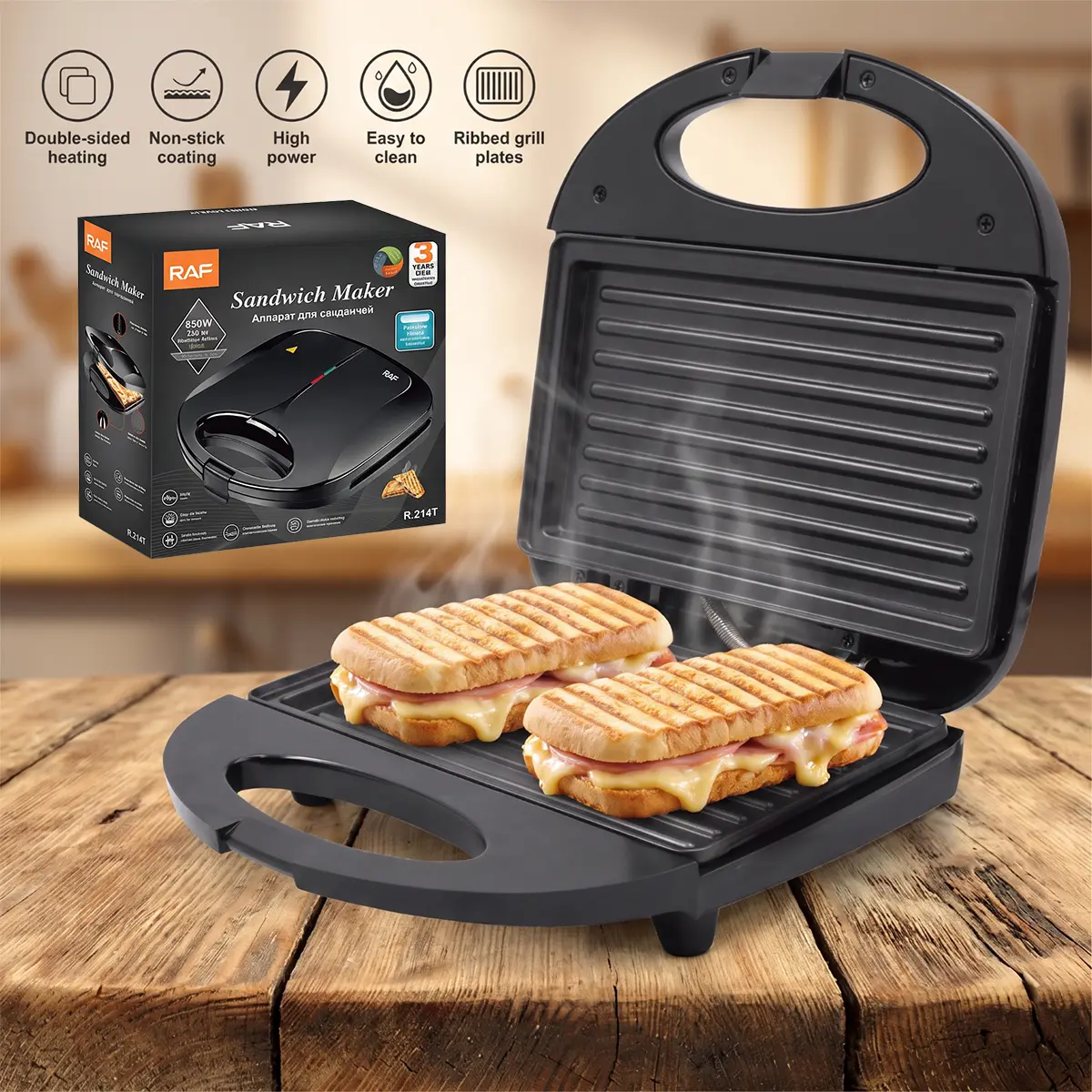 【BackToSchool】Electric Panini Press Sandwich Maker, Non-Stick Grill Plate, Compact Breakfast Grill Machine for Grilled Cheese, Bacon & Home Cooking