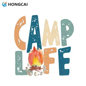 Campfire Iron-On Heat Transfer Stickers, Polyester Material, Washable DIY Decorations for T-Shirts, Jeans & Backpacks, Multi-Color Mix