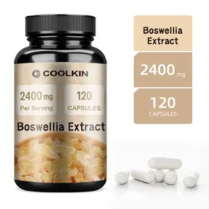 Coolkin Natural Joint Support Supplement, supports joint health. 120 dietary capsules containing frankincense extract, organic turmeric powder, tart cherry powder, and other ingredients.