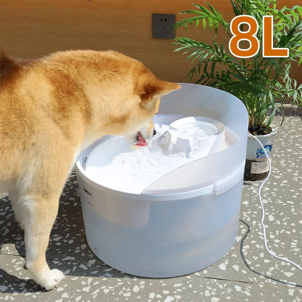 NPET Automatic 2.1 Gal (8L) Pet Water Fountain for Large Dogs & Cats, Wide Bowl for Group Sips, Flow Cleans Bowl, Splash Guard