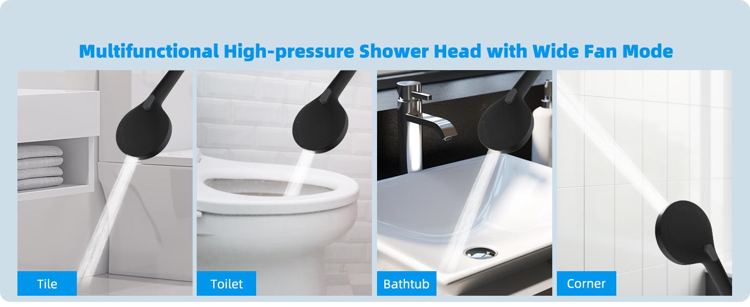 Hibbent Upgraded 5-spray 13'' Dual Filtered Rainfall Shower Head Combo, High Pressure 10-setting Handheld Shower Head 20 Stage Shower Filter,71'' Hose