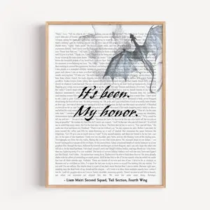 [Sale Off Up To 50%] [No Frame] Fourth Wing Liam Quote Poster – It’s Been My Honor Wall Art – Rebecca Yarros Book Poster – Fantasy Book Quote – Dragon Art Gift