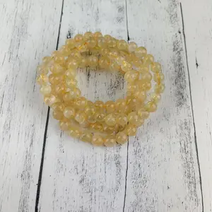 Citrine Gemstone Bracelet for Wealth, Prosperity, and Creativity - 8mm Stone Beads - Elastic 7.5 Inch Bracelet