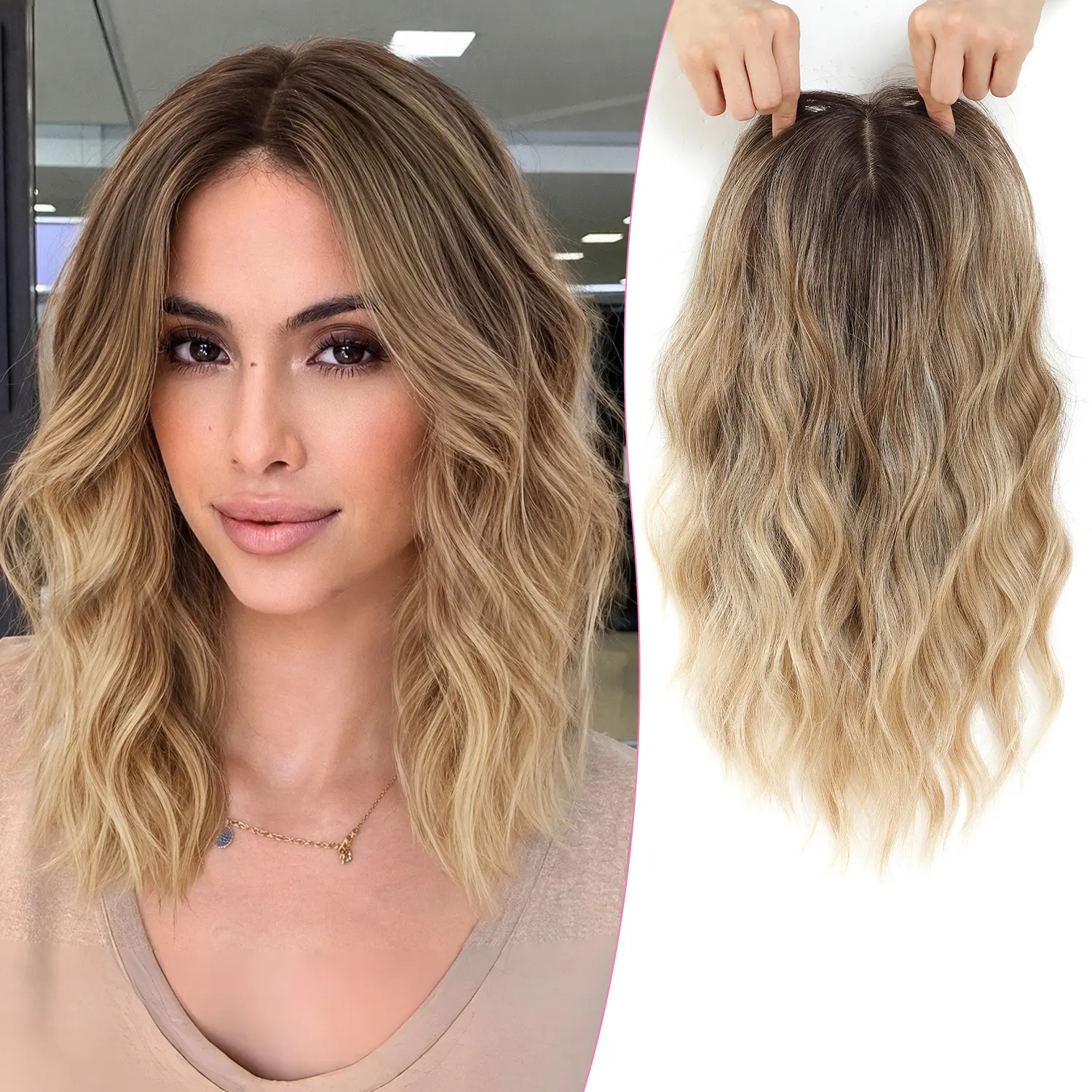 PANEWAY 14 Inch Wavy Hair Topper for Women | Lightweight Wiglet for Natural Volume & Easy Hairstyle Changes