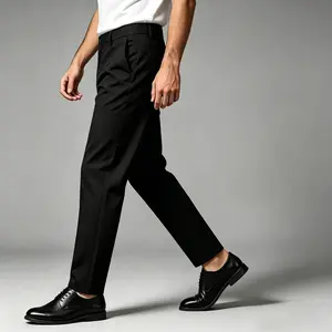 Men's Black Summer Suit Pants - Wrinkle-Resistant Golf Fabric Menswear - Formal Workwear Trousers for Office, Daily Use sweatpants chinos