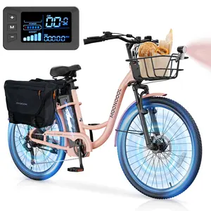 MOONCOOL Electric Bike for Adults, 700W Peak Power City Cruiser Ebike, 40 Miles 20MPH Electric Bicycle with 36V 10.4Ah Removable Battery, 7-Speed and Shock Absorber Electric Commuter Bike
