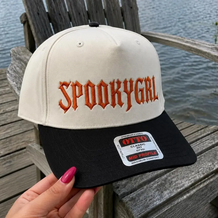 Halloween Town Embroidered Hat, Funny Spookygrl Two Tone Cap, Trick Or Treat Cosplay Gif For Her/Him
