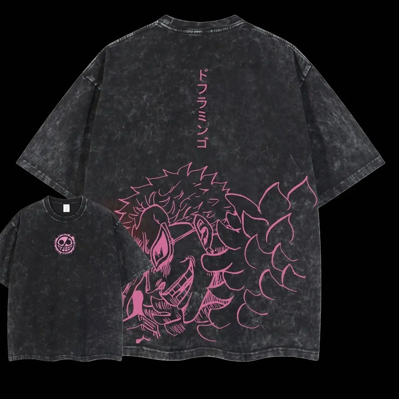 Limited Doflamingo Smile - ONE PIECE OP 1.112 Oversized Washed Tee, Retro Unisex Graphic 90s Vintage Anime Manga Acid Washed Lightweight Cotton Washed Tee, Gift For Anime Fan, Anime Y2K Streetwear T-Shirt L2N