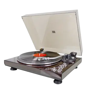 Vintage Belt - Driven Record Player Turntable with Wireless Audio for Vinyl Records CDs DVDs Pre Amplifier 33 or 45 RPM RCA Line LP Sound USB Aluminium Platter Walnut Digital Speaker Perfect Gift for Music Lover