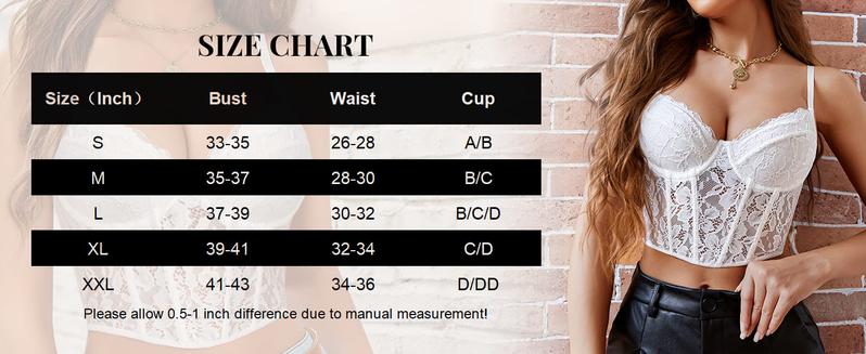Avidlove Lace Bralette for Women V Neck Bustier Corset Tops with Underwired Racerback Adjustable Strap Crop Top