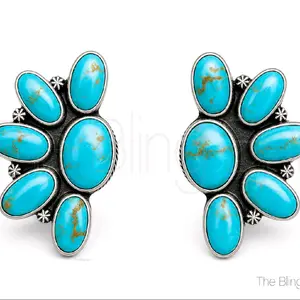Oversized Western Inspired Earrings, Arkansas Derby Turquoise-Inspired Women's Costume Jewelry, Metal Coating Bold Statement Pieces for Rodeo Enthusiasts, Ideal for Rodeo Events, Trendy Jewelry