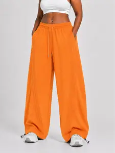 Flooo Women’s Wide Leg Track Pants with Side Stripes Drawstring Waist Casual Streetwear Sweatpants