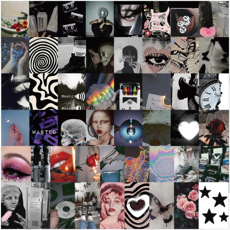 Y2K Black Stickers,50Pcs Aesthetic Sticker Packs,Cute Cool Laptop Stickers,Cool Stickers for Teens Girls Stickers for Laptop,Water Botter,Case,Ipad