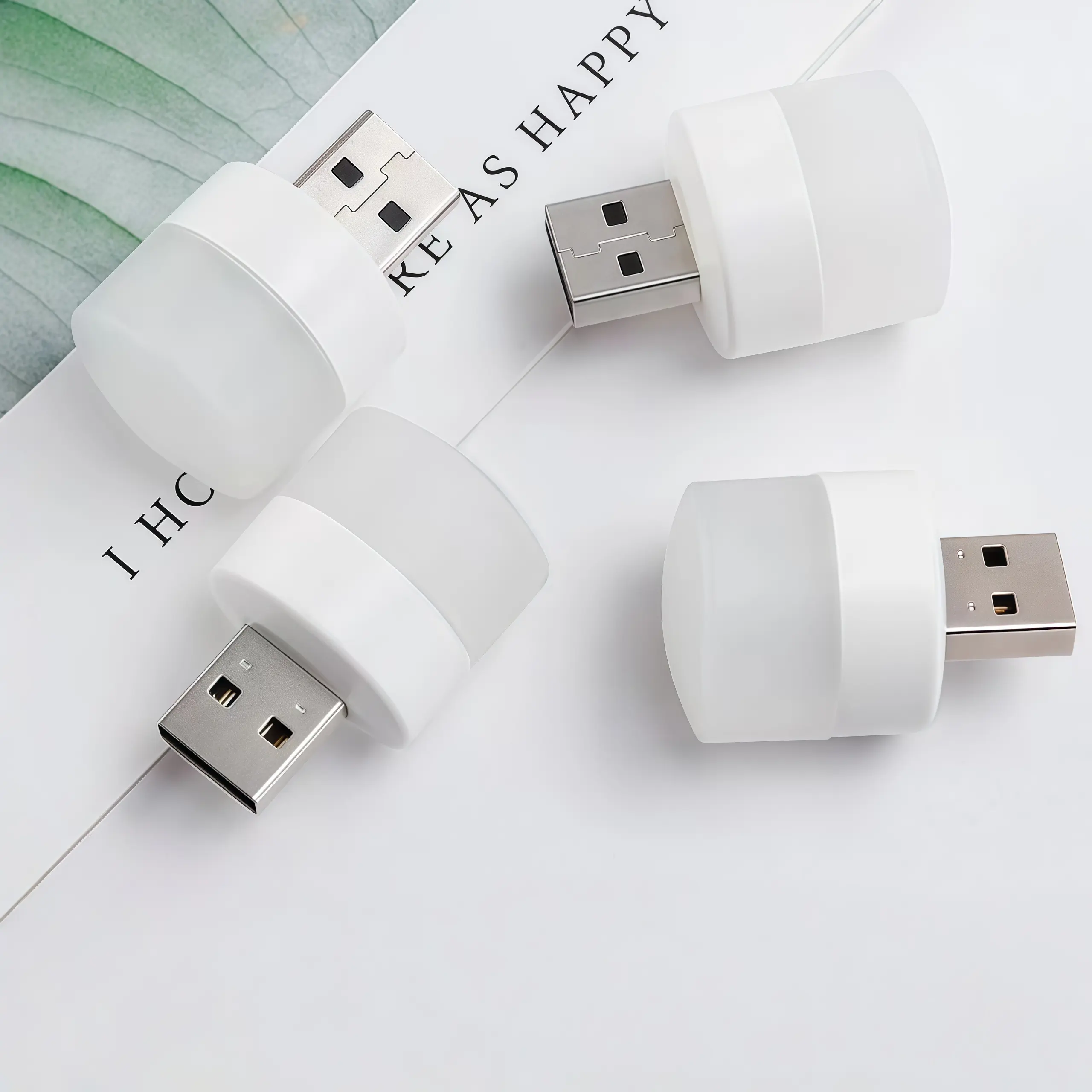 Portable Round LED USB Night Light, Eye-Care Mini Desk Lamp, Plug Into Power Bank, Laptop, PC, Wall Charger for Bedroom, Camping, Office, Dorm, Travel Reading-MM1