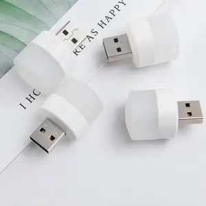 Portable Round LED USB Night Light, Eye-Care Mini Desk Lamp, Plug Into Power Bank, Laptop, PC, Wall Charger for Bedroom, Camping, Office, Dorm, Travel Reading-MM1