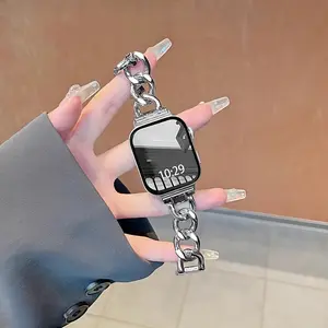 1PC fashionable metal denim chain for Apple Watch bands, compatible with Apple Watch 38/40/41/42/44/45/46/49mm, suitable for Apple Watch series Ultra/SE/11/10/9/8/7/6/5/4/3/2/1, with adjustable length (strap only, watch and case not included)