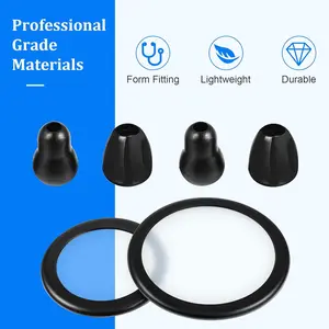 2 Sets Stethoscope Replacement Parts for Adult and Pediatric Including Diaphragm and Silicone Ear Tips Accessories Black