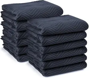 Sure-Max 12 Moving & Packing Blankets - Pro Economy - 80" x 72" (35 lb/dz weight) - Quilted Shipping Furniture Pads Navy Blue and Black