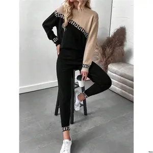 tiktokLUNEGeoPatternColorblockSweater KnitPants