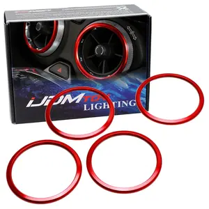 iJDMTOY 4pc Sports Red Aluminum Air Conditioner Outer Vent Decoration Trim Covers For 2016-2023 Gen6 Camaro