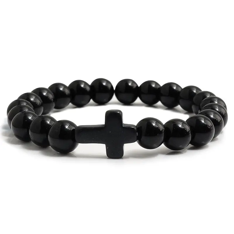 Cross obsidian bracelet