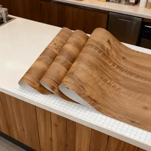 Vinyl Wrap Self Adhesive Wallpaper 40cm X 200cm, Wood Effect Sticky Back Plastic Roll, Vintage Removable Wallpaper for Furniture