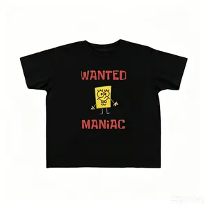 Men's 100% Cotton Spongebob Meme Wanted Graphic T-Shirt - Round Neck Shortsleeve, Fine Jersey, Breathable, Oversize, Nickelodeon Cartoon Custom Funny Sports Casual Top,summervibes