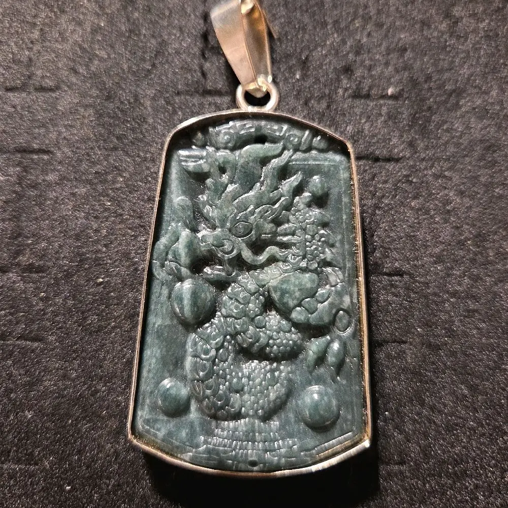 .925 Blue Jadeite DRAGON Pendant