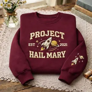 Comfort Colors Vintage Project Hail Mary Embroidered Shirt - Sweatshirt - Hoodie - Casual Wearing - Grace Merch - Animal Lovers Gift