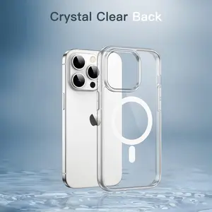 Magnetic Case for iPhone 16 with MagSafe [Never Turn Yellow] [Military Grade Drop Protection] Full Camera Lens Protection Plated Soft Clear Case Crystal Wireless