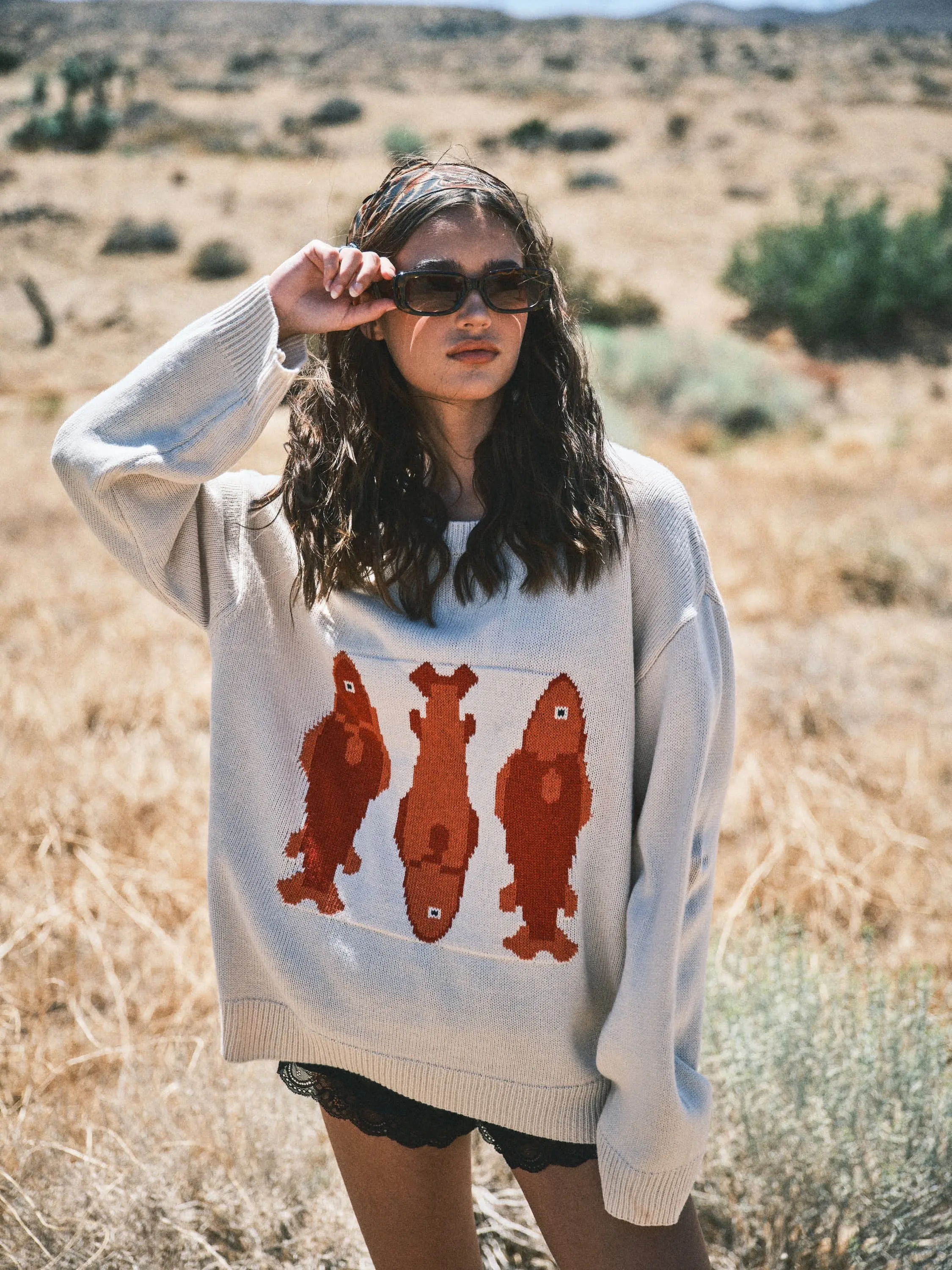 Marina Fish Knit Sweater - Sand