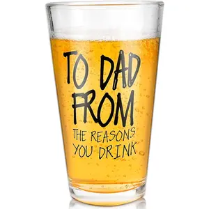 16 oz Funny Beer Glass Gift for Dad – Father's Day, Birthday, Anniversary & Christmas Present for Husband, Grandpa & Men