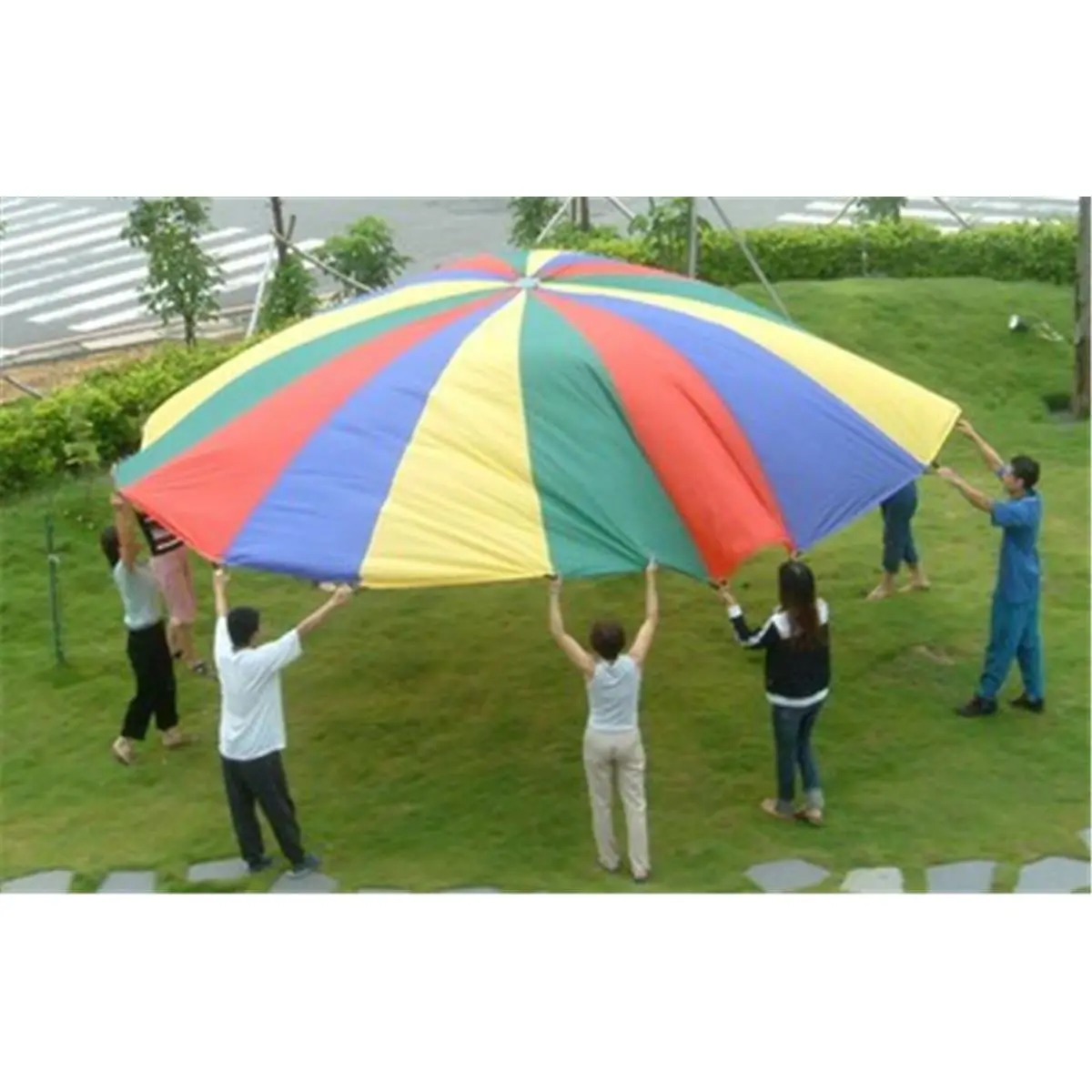 212 MAIN Small Animal Parachute Toy - 4 Colors, 8 Handles, 6 ft Rip-Stop Nylon Fabric, Heavy-Duty Durable
