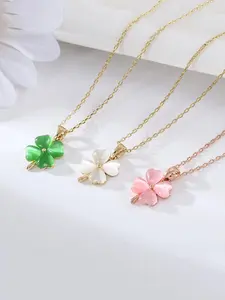 Four-leaf Clover Design Pendant Necklace, Fashion Jewelry for Party, Daily Clothing Decor, Trendy All-match & Exquisite Jewelry for Birthday Gift