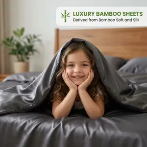 Extra Deep Pocket Bamboo Fiber Sheets Set - Breathable & Cooling Bed Sheets - Hotel Luxury Bed Sheet Set - Soft, Wrinkle Free & Comfy - Easily Fits Extra Deep Mattresses