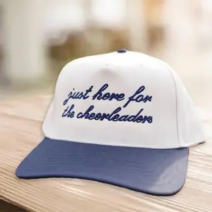 Just Here For The Cheerleaders Hat - Navy & Cream Trucker Hat, Funny Baseball Hat - Adjustable Cap - Unisex Hat - Ideal Gift