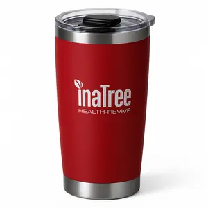 Ina Tree Health Revive 20oz Red Vacuum Tumbler with Magnetic Flip Lid – Double Wall Insulated, Spill-Proof, Hot & Cold Travel Mug