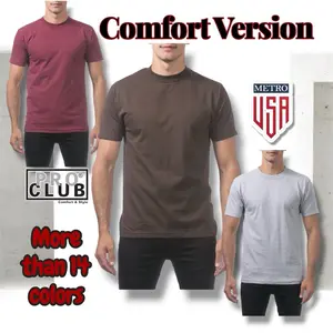 PRO CLUB COMFORT Short Sleeve Tee - Medium-Weight T-Shirt with Relaxed Collar, Regular Fit, Standard Thickness, Available in Multiple Colors, 100% cotton