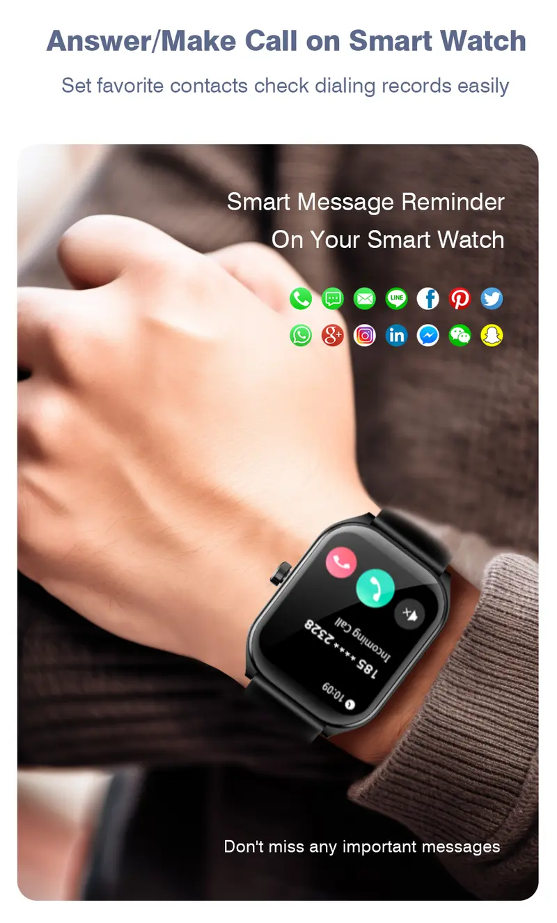 Aolon Silicone Smart Watch - Business Style Wearable Device, 2.01" HD Curved Touchscreen Smartwatch, Bluetooth Calling, AI Voice Assistant, IP68 Waterproof, 100+ Sports Tracking Modes, Health & Fitness Tracker, Android & iOS Compatible, Father's Day Gift