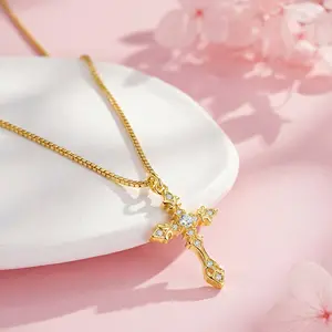 ALEXCRAFT Easter Gifts: 14k Gold Plated Cross Necklace, Faith Necklace, Accessories Women , Hypoallergenic & Minimalist Pendant, Jewelry Gift for Daily Wear & Party Occasions, Perfect for Prayer & Devotion, Faith Jewelry for Women and Girls