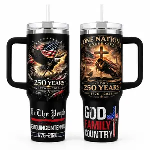 America 250th Christian Patriotic Tumbler 40oz 30oz, One Nation Under God Travel Mug, We The People Eagle Flag Cup, God Family Country Gift, Not Including The Straw Bottle Drinkware Water Bottles