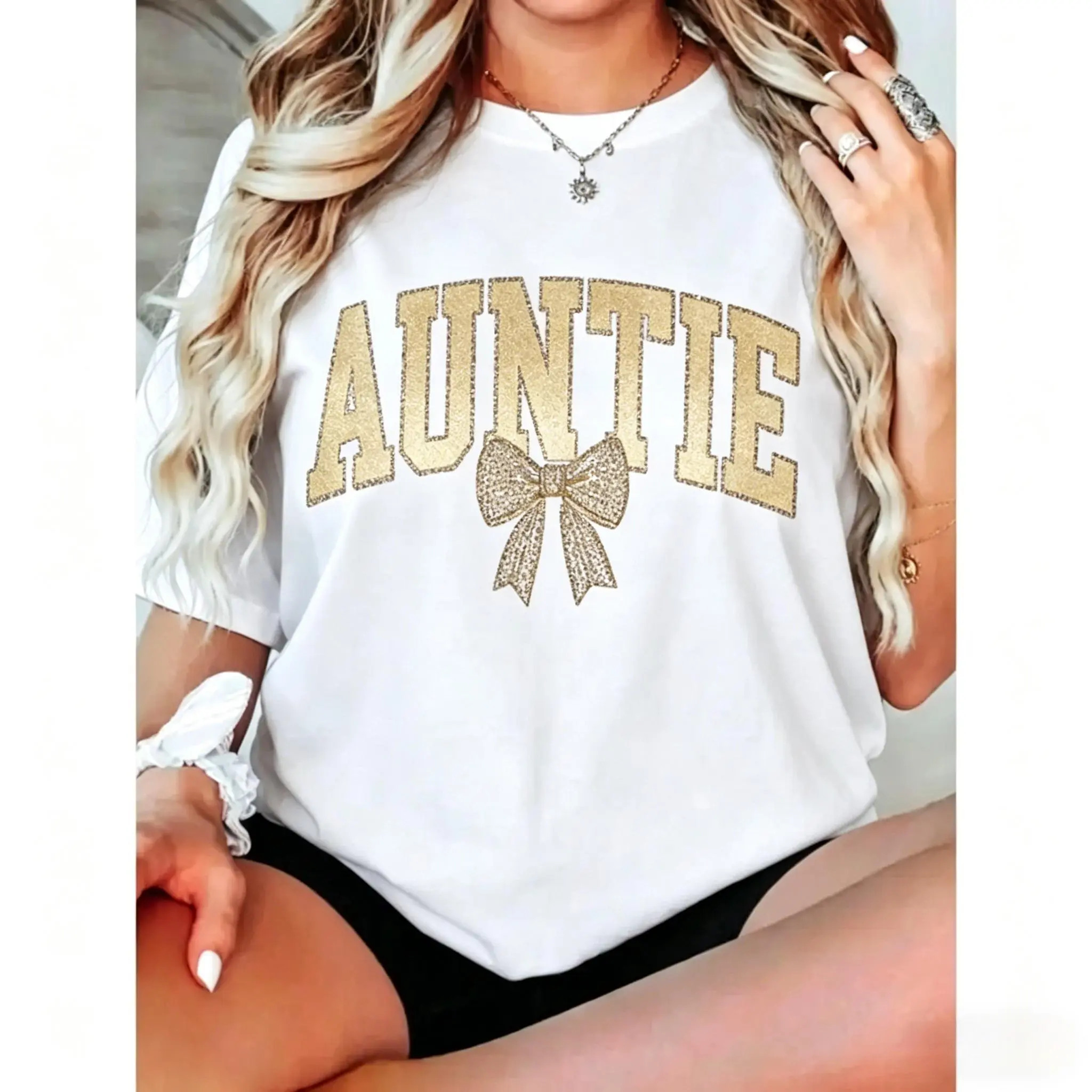 Unisex Oversized 100% Cotton Crew Neck Short‑Sleeve Vintage Streetwear T‑Shirt - Funny Auntie‑Theme Printed Graphic Design, Casual Novelty Tee, Sweet Thoughtful Gift for Aunts