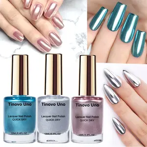 Tinovo Uno Mirror Effect Metallic Nail Polish, Alcohol-Free Fast Dry Formula, Chrome Surface Treatment, Salon Ready, Long-Lasting, Easy Application