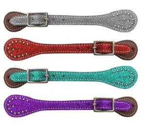 Showman Women's Glitter Overlay Spur Straps