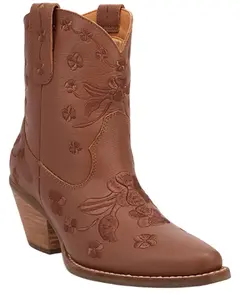 Dingo Women's Women'S Sweetheart Embroidered Booties Round Toe - Di2183-Brn