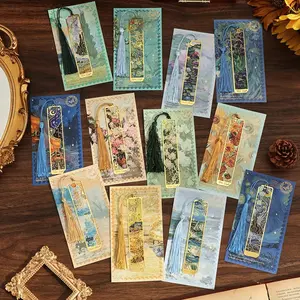 Vintage Floral Painting Metal Bookmark, 1 Count Hollow Bronzing Bookmark with Tassel, Stationery Gifts for Book Club Reader Birthday Festival Writers