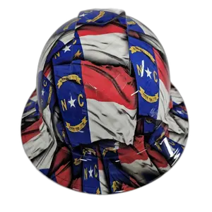North Carolina State Flag - Custom Hydro Dipped Full Brim Hard Hat