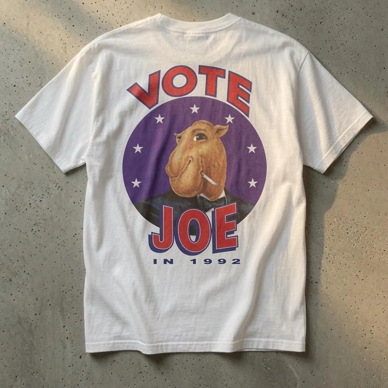 Vintage Vote Joe 1992 Camel Graphic T-Shirt | Funny Political Parody Tee, Retro Election Shirt, Camel Graphic Tee, 90s Vintage Style, Novelty Humor Shirt, Unisex Cotton T-Shirt, Casual Streetwear