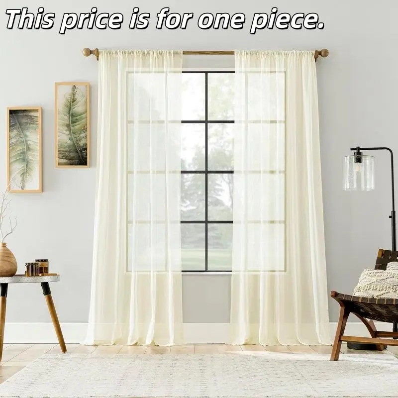 1PC French Vintage Embroidered Linen Balcony Home Decoration Upgrade Curtain, Cream Single-Single Window Shade, Suitable for Bedroom Living Room Kids' Room
